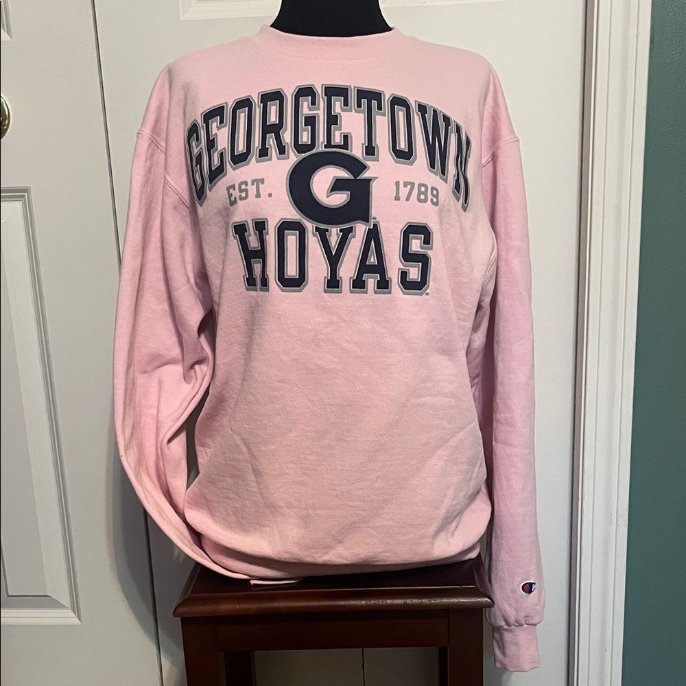 Vintage Champion Georgetown Hoyas Pink Sweathirt Collegiate Shirt Women's M